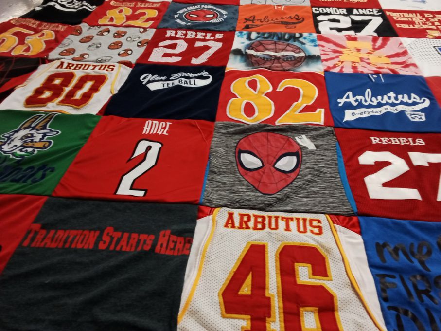 T-shirt quilt featuring arbutus rebels by Dawn from MD