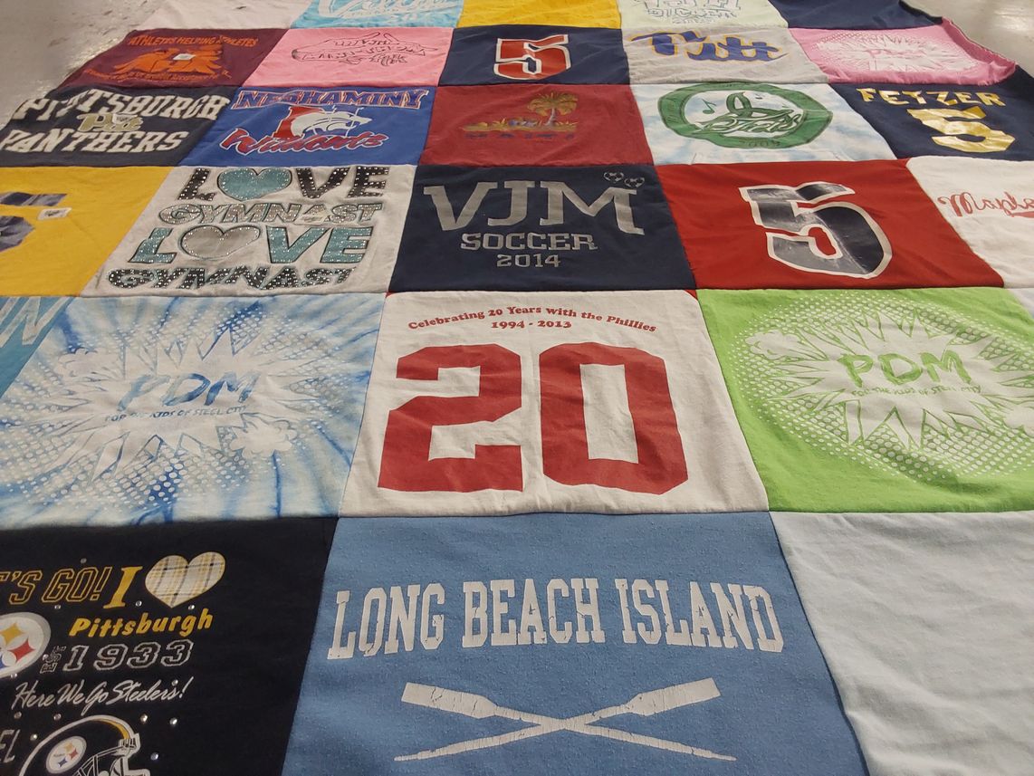 T-shirt quilt featuring pittsburgh panthers, pittsburgh steelers by Suzanne from PA