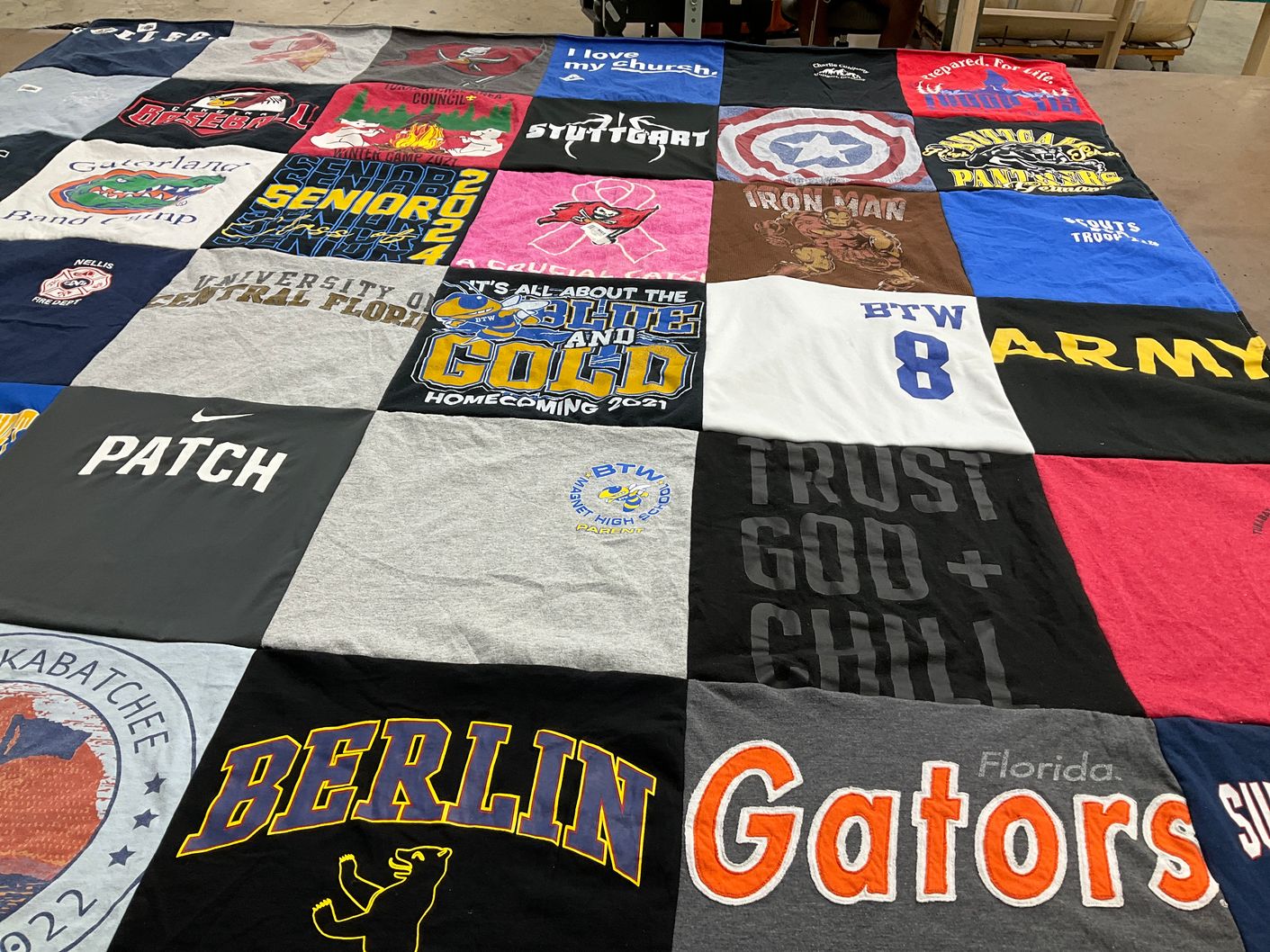 T-shirt quilt featuring florida gators by Trey from NV