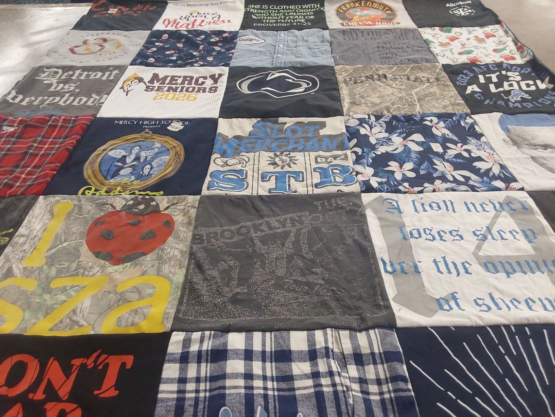 T-shirt quilt from mercy high school by Amy from MI