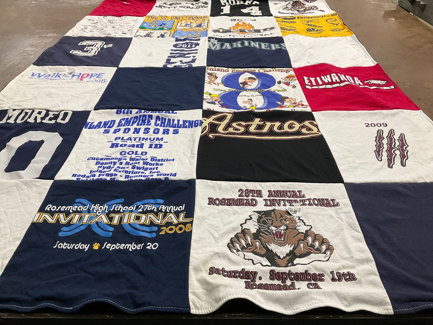 T-shirt quilt from rosemad high school by Linda from CA