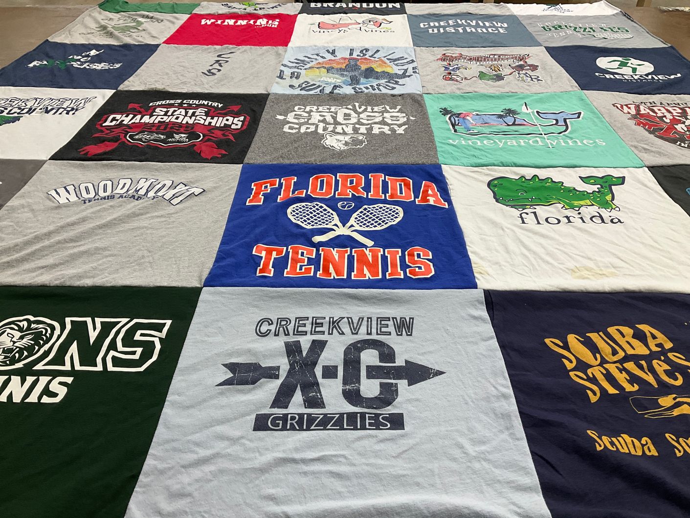 T-shirt quilt featuring creekview grizzlies, woodmont tennis by Kelly from GA
