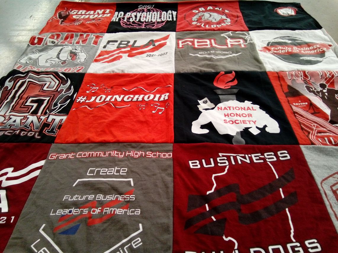 T-shirt quilt featuring grant bulldogs by Joseph from IL
