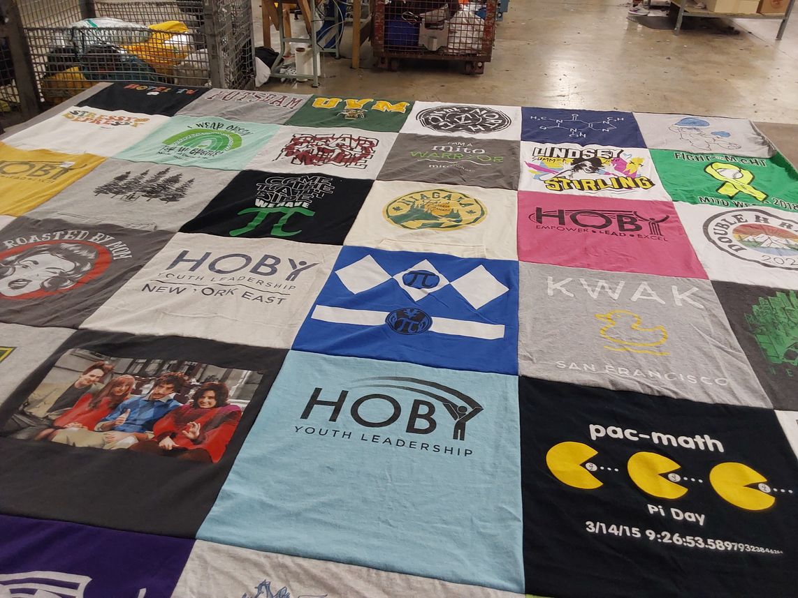 T-shirt quilt with leadership, math themes by Bradley from ME