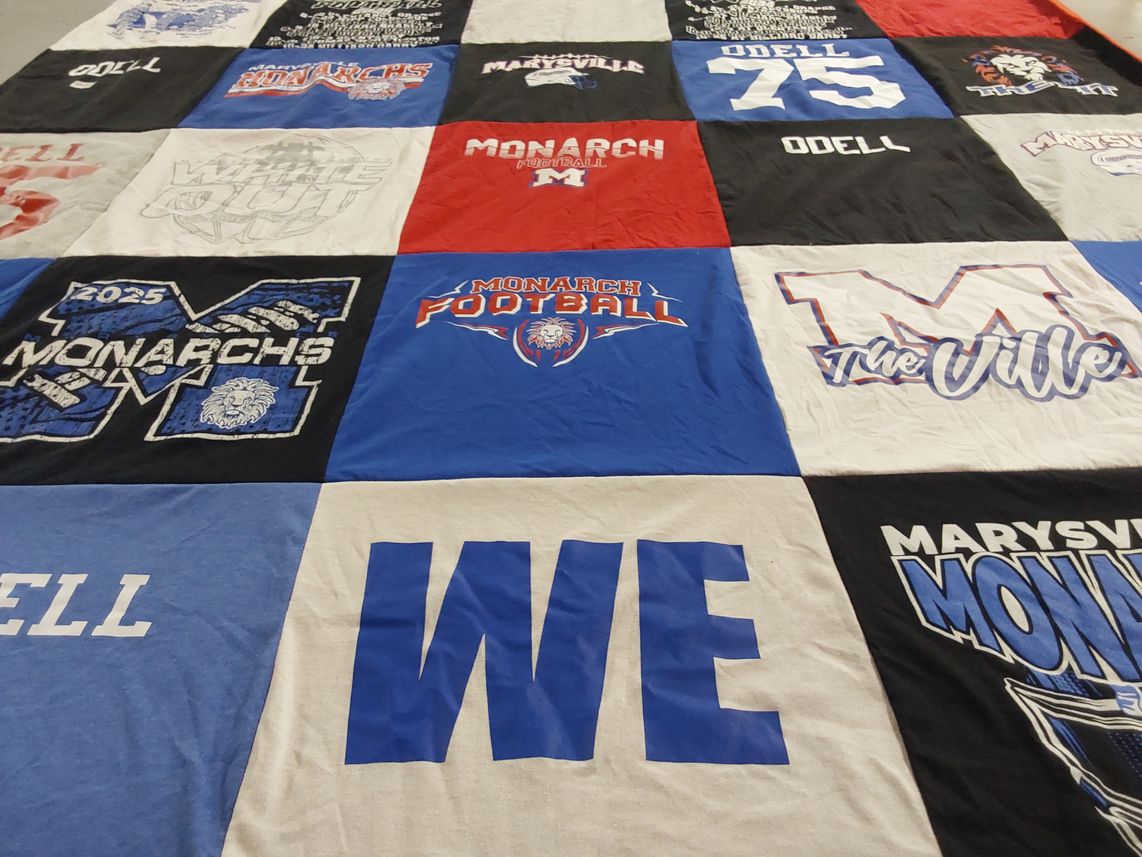 T-shirt quilt featuring marysville high school football team by Lisa from OH