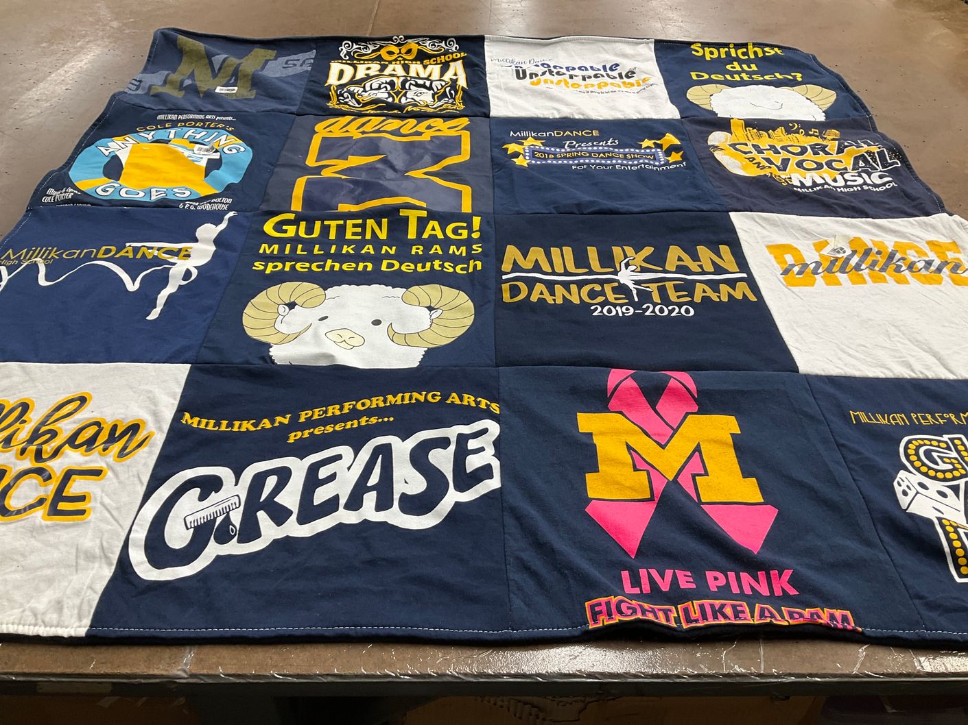 T-shirt quilt from millikan high school by Vanessa from CA
