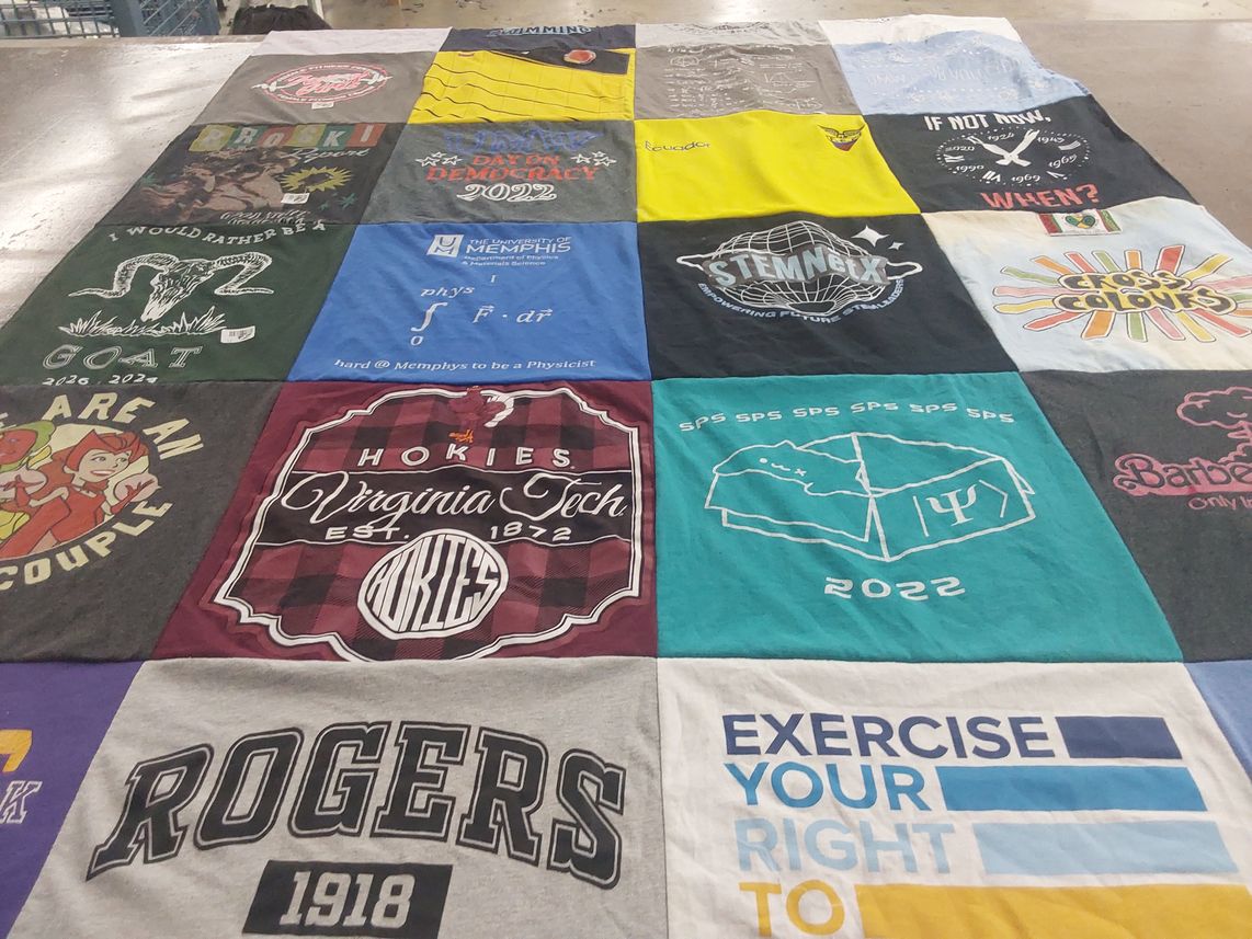 T-shirt quilt from virginia tech university, university of memphis by Camille from VA