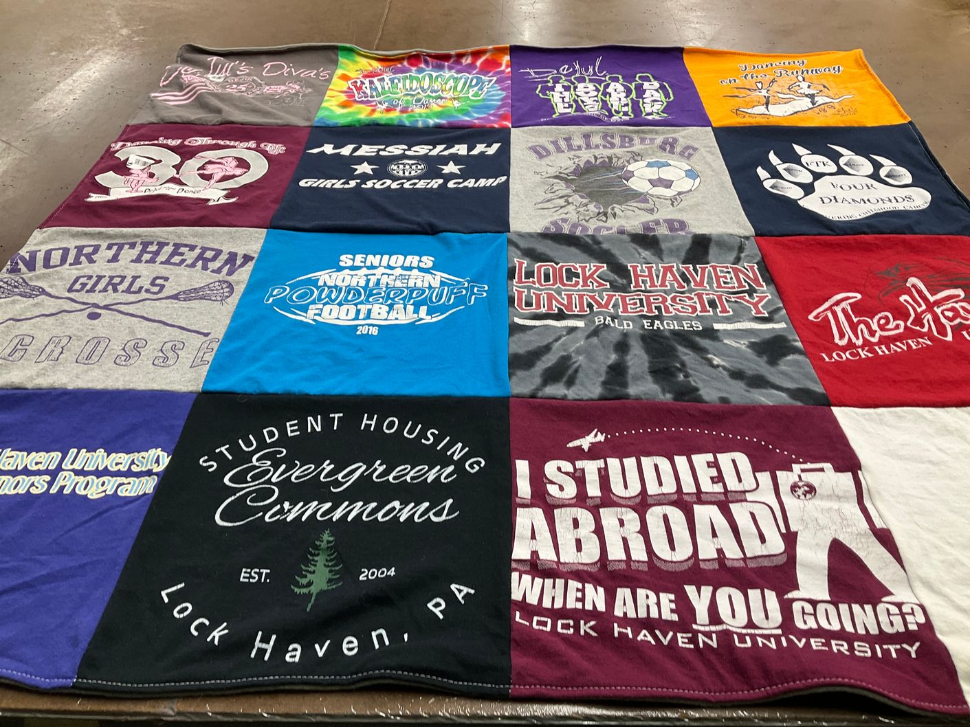 T-shirt quilt from lock haven university by Samantha from PA