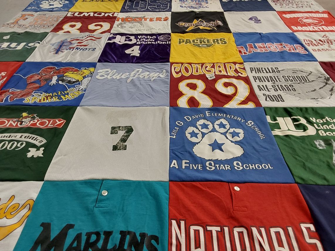 T-shirt quilt featuring pins private school, ybor city basketball by Joni from GA