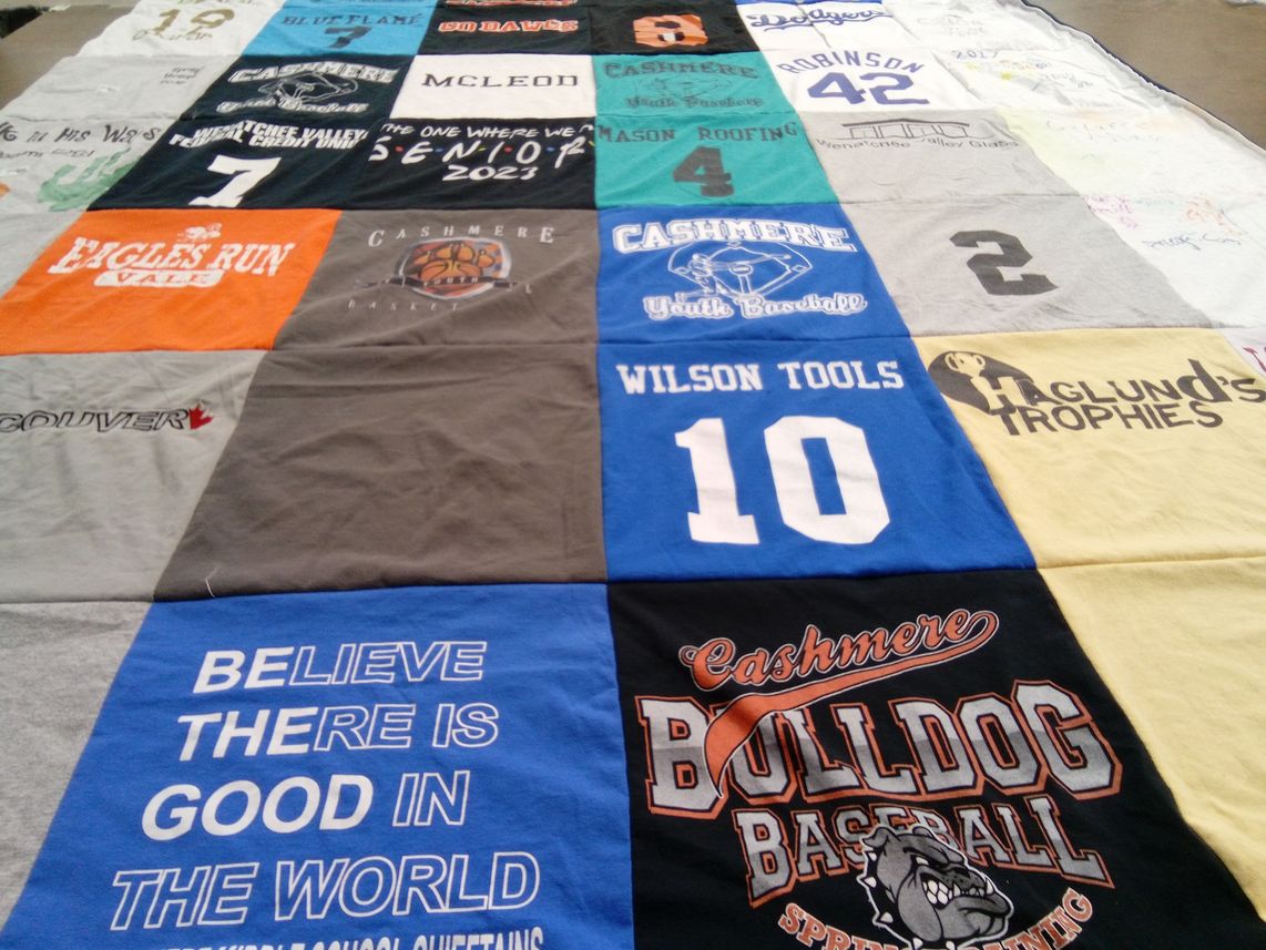 T-shirt quilt featuring cashmere bulldogs baseball by Aimee from WA