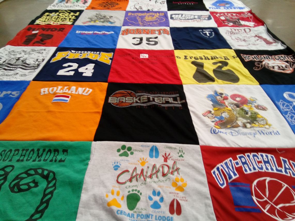 T-shirt quilt from university of wisconsin richland by Ellen from WI