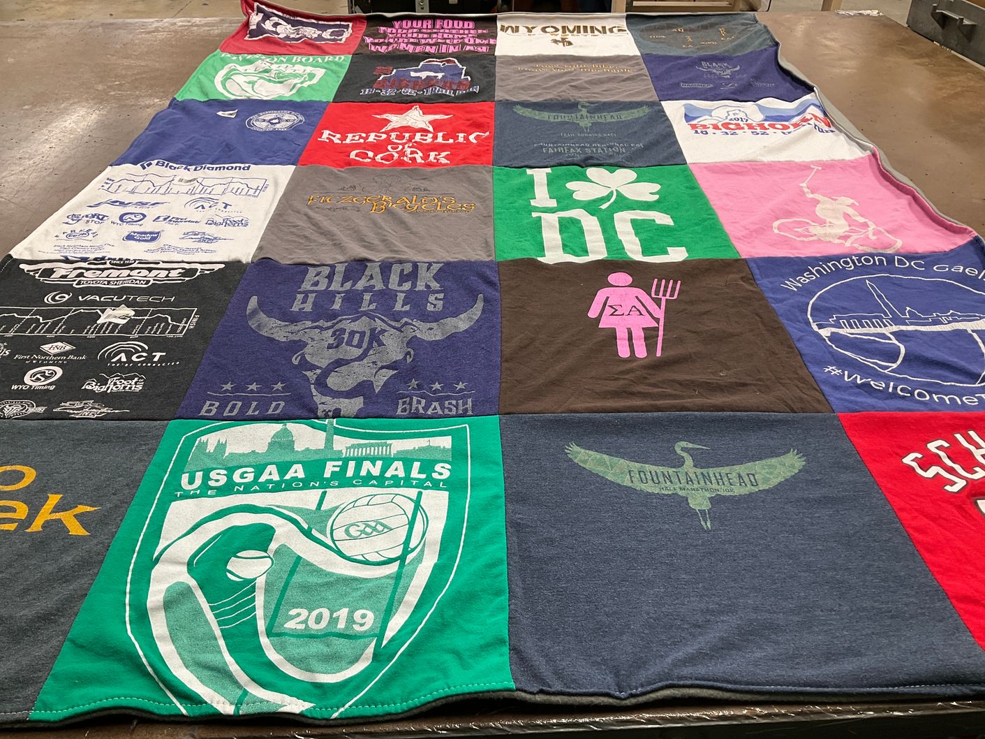 T-shirt quilt with outdoors, sports themes by Nick from VA
