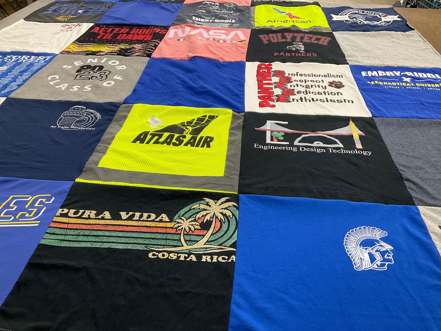 T-shirt quilt featuring polytech panthers by Stacey from DE