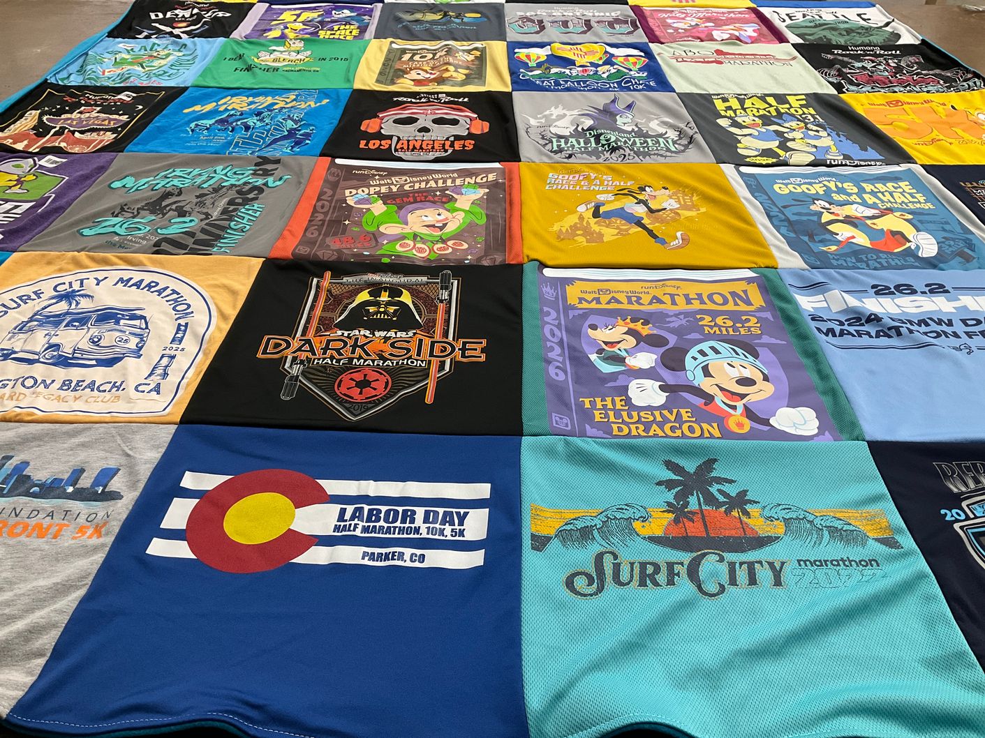 T-shirt quilt with running, marathons themes by Erik from CO