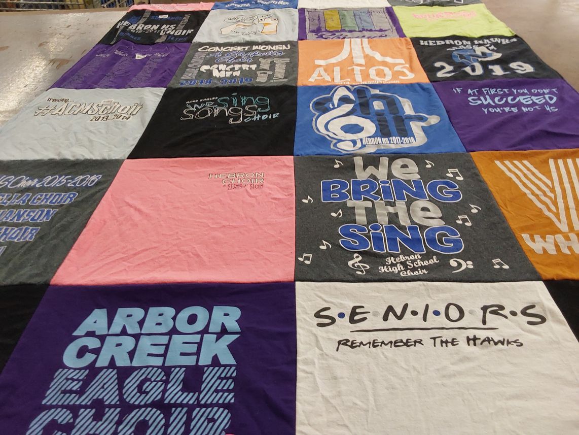T-shirt quilt from hebron high school by Eilish from TX