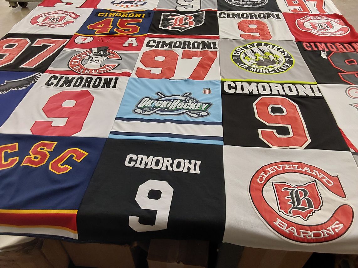 T-shirt quilt featuring cleveland barons by Christine from OH