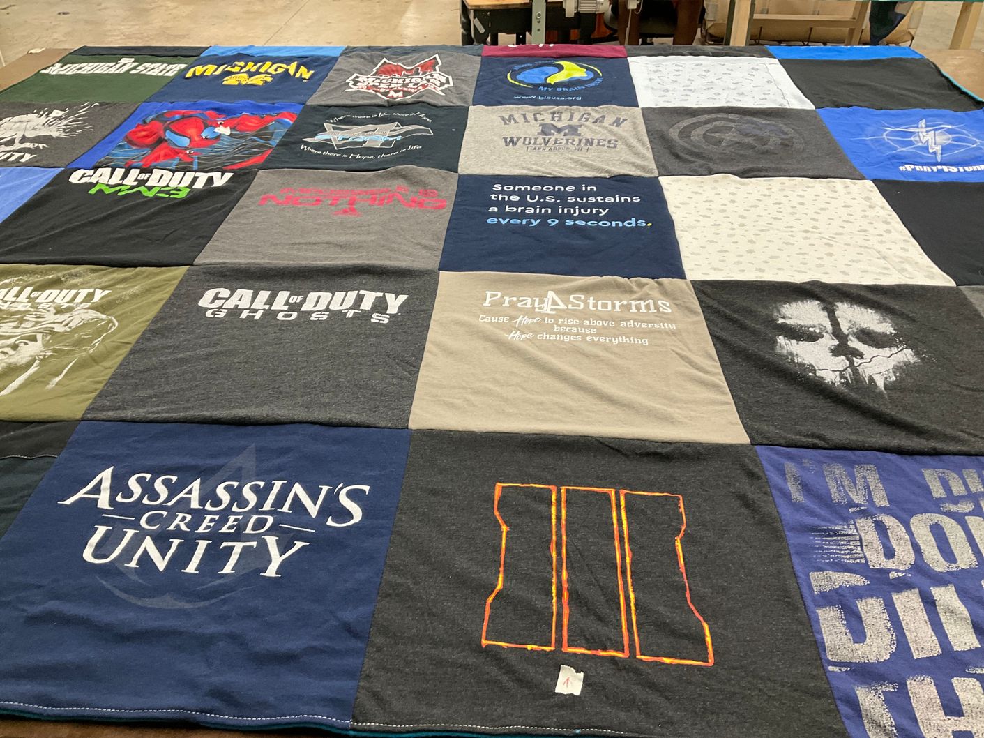 T-shirt quilt from university of michigan by Rebecca from MI