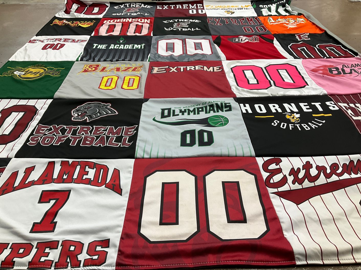 T-shirt quilt featuring alameda hornets by Amanda from CA