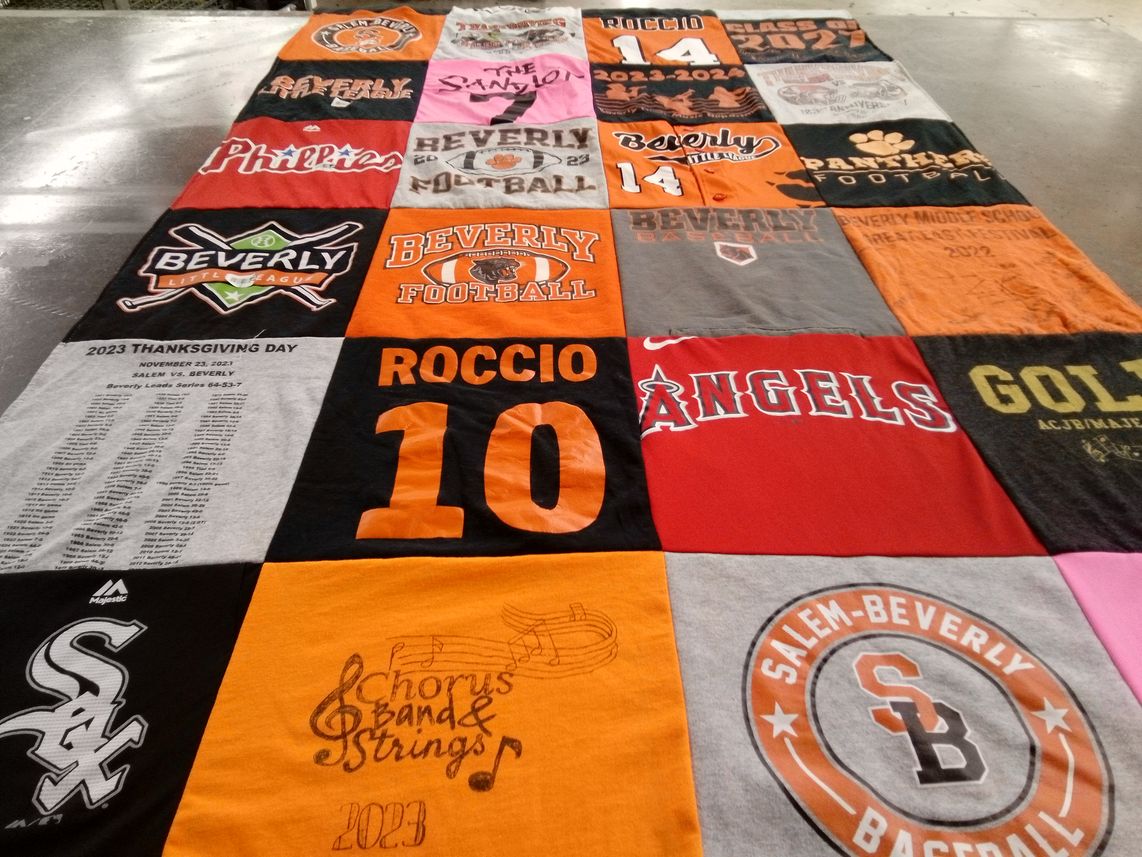 T-shirt quilt featuring beverly little league, beverly football by Michelle from MA