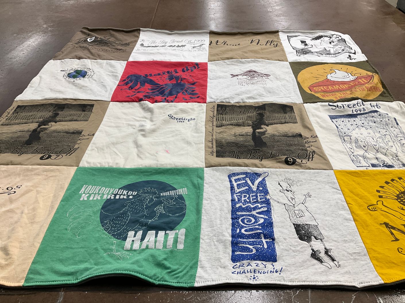 T-shirt quilt with community service, youth programs themes by Barb from IL