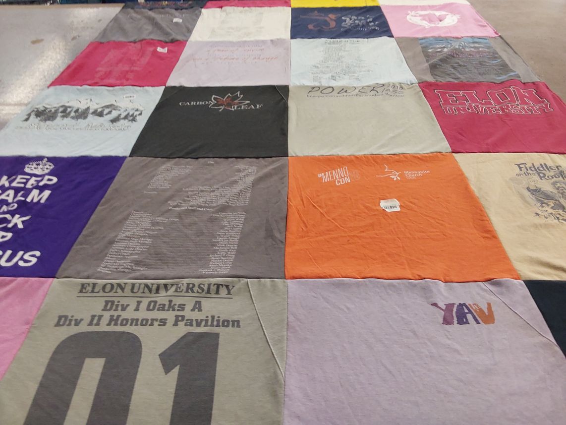 T-shirt quilt from elon university by Kiva from PA