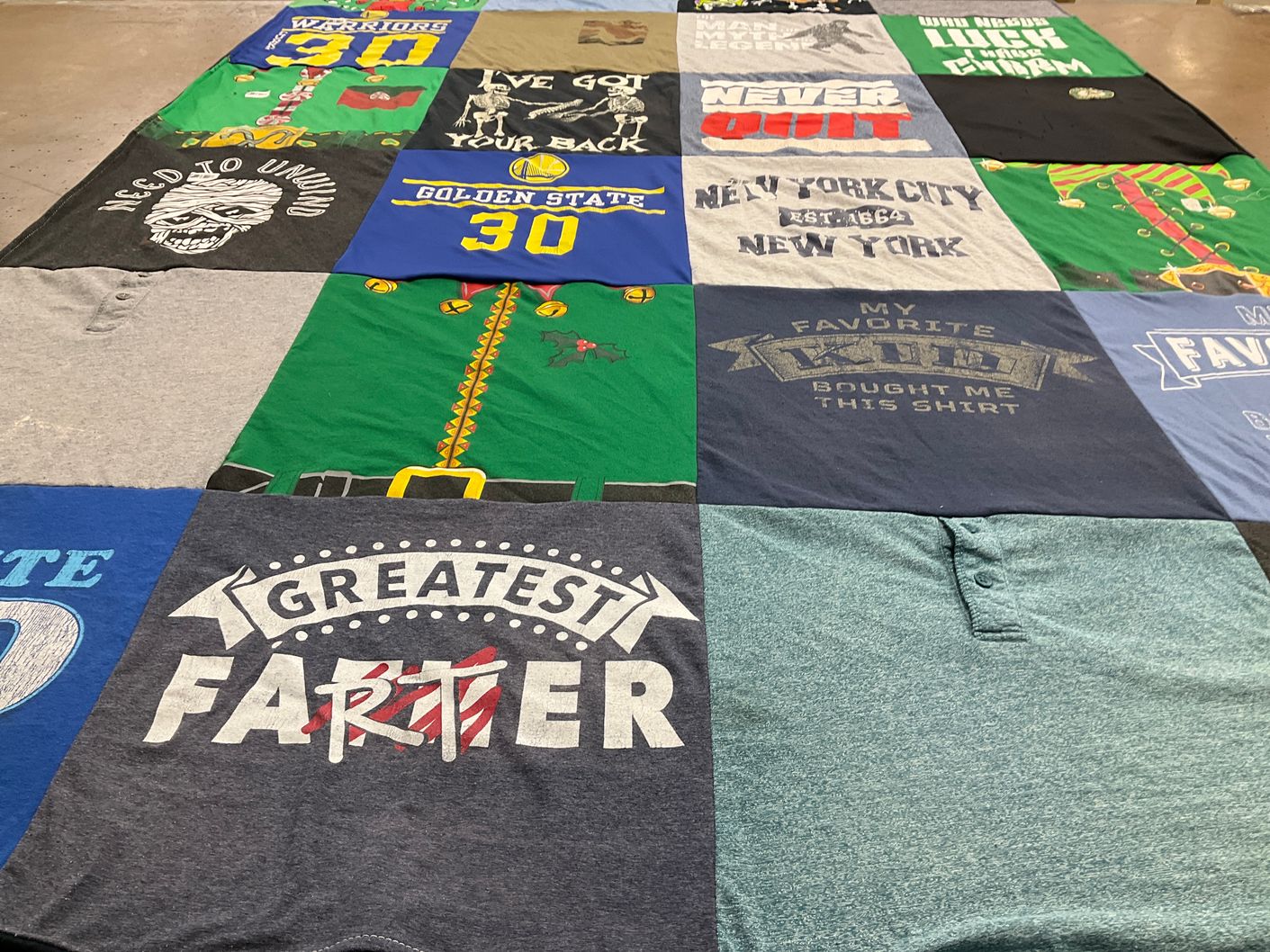 T-shirt quilt featuring golden state warriors by Thalia from CA