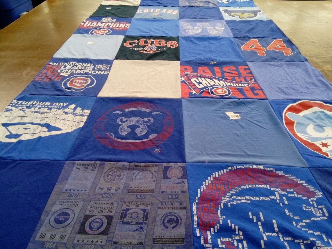 T-shirt quilt featuring chicago cubs by VJ from GA