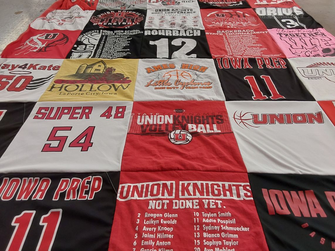 T-shirt quilt featuring union knights volleyball by Darrell from IA