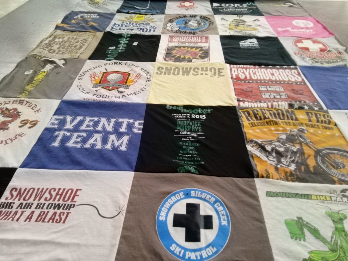 T-shirt quilt with outdoor sports, cycling themes by Kelsey from VA