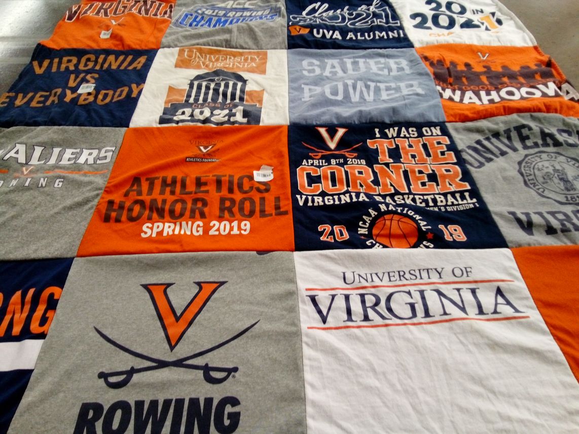 T-shirt quilt featuring virginia cavalier rowing, virginia basketball by Jamey from VA