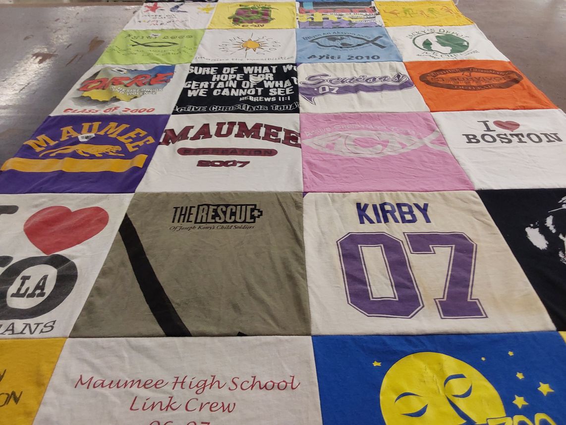 T-shirt quilt from maumee high school by Kirby from OH