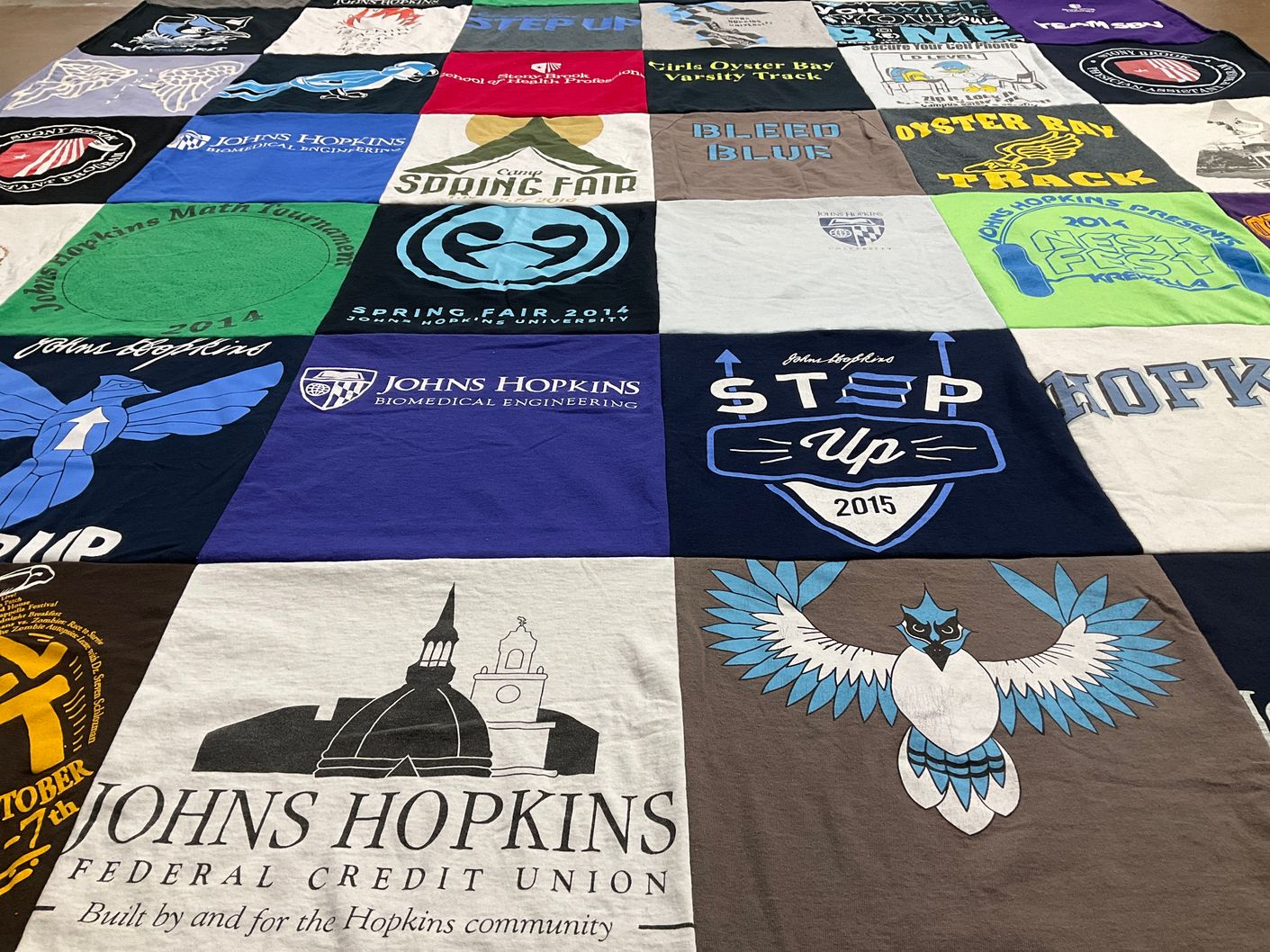 T-shirt quilt from johns hopkins university by Nicholas from NY