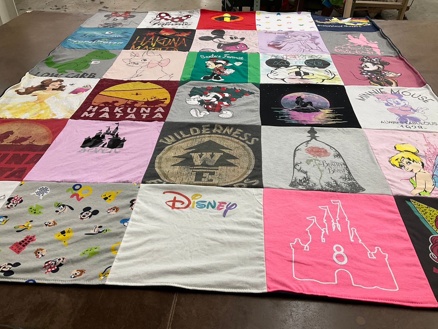T-shirt quilt with disney, animation themes by Kelly from NC