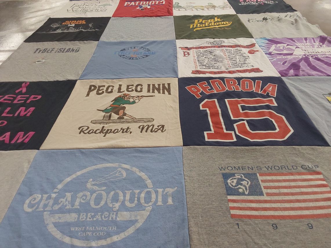T-shirt quilt featuring red sox by Thomas from MA