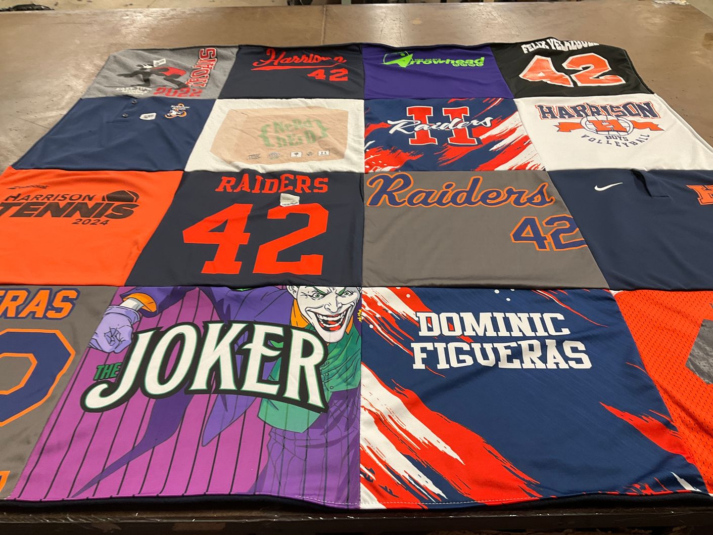 T-shirt quilt featuring harrison raiders by Monica from IN