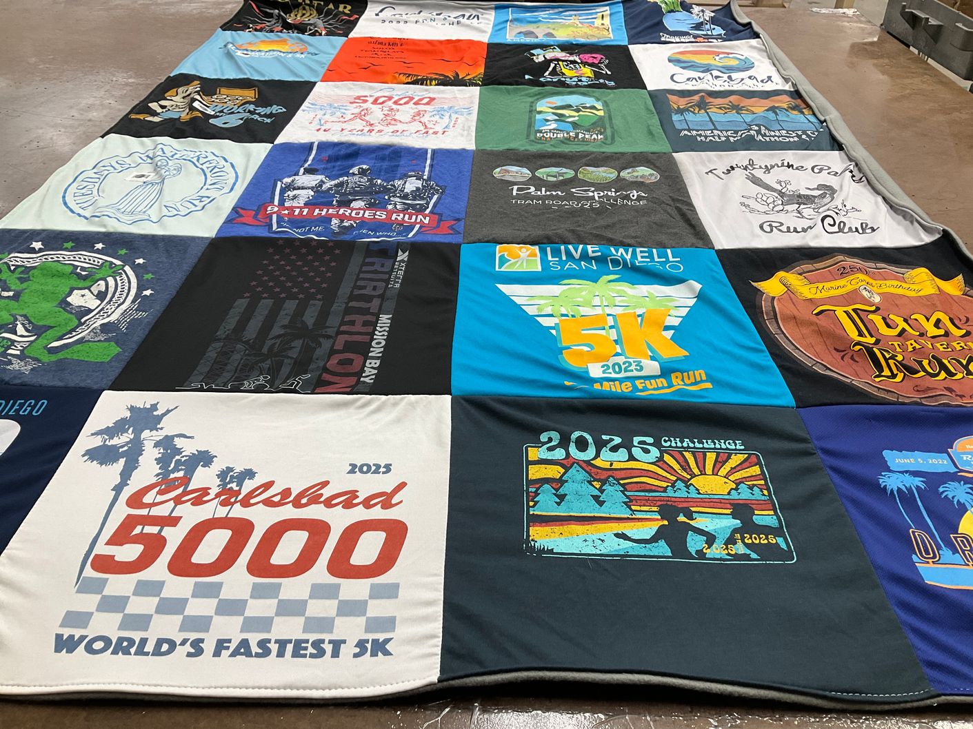 T-shirt quilt with running, marathons themes by Matthew from CA