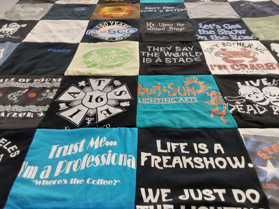 T-shirt quilt with theater, performance themes by Deborah H from OH