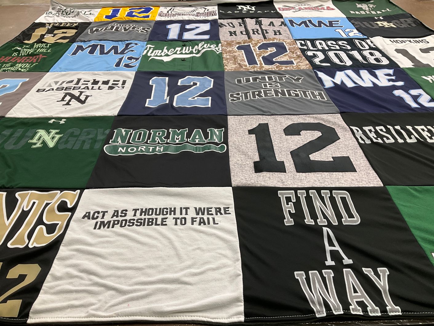 T-shirt quilt featuring norman north high school baseball, norman north timberwolves by kathy from OK