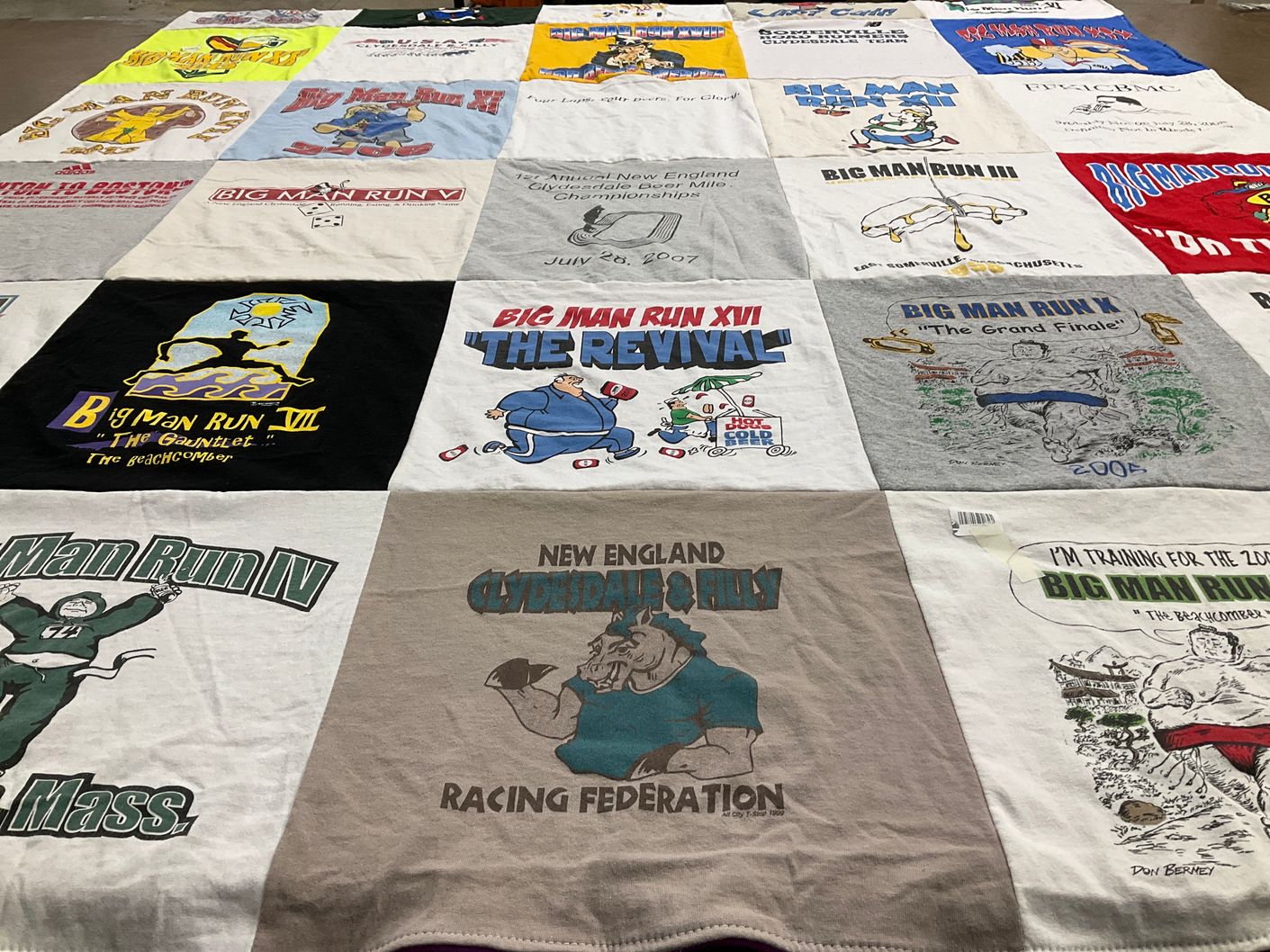 T-shirt quilt with running, fitness themes by fred from MA