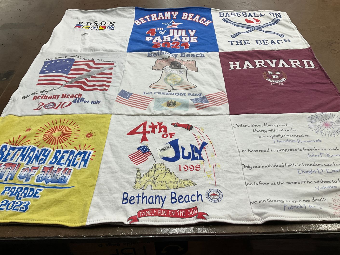 T-shirt quilt from harvard university by Meg from MD