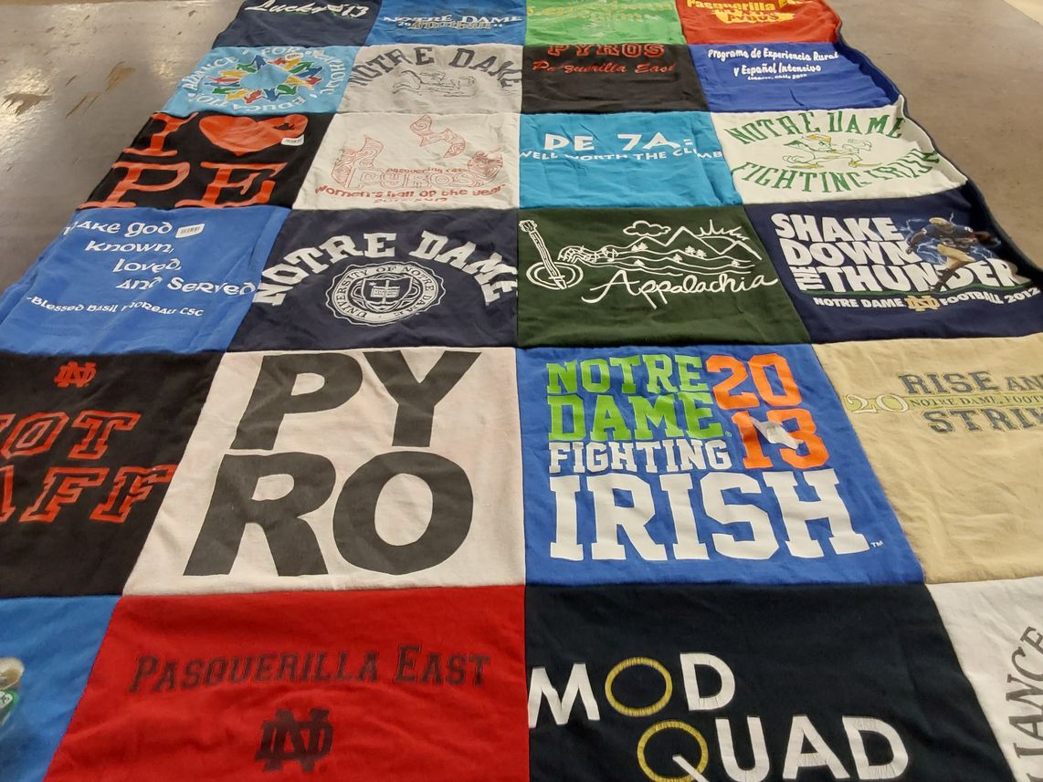 T-shirt quilt featuring notre dame fighting irish by Katheryn from VA
