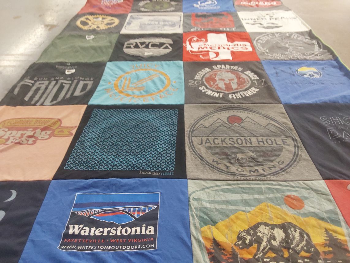T-shirt quilt with outdoors, hiking themes by Jonathan from AZ