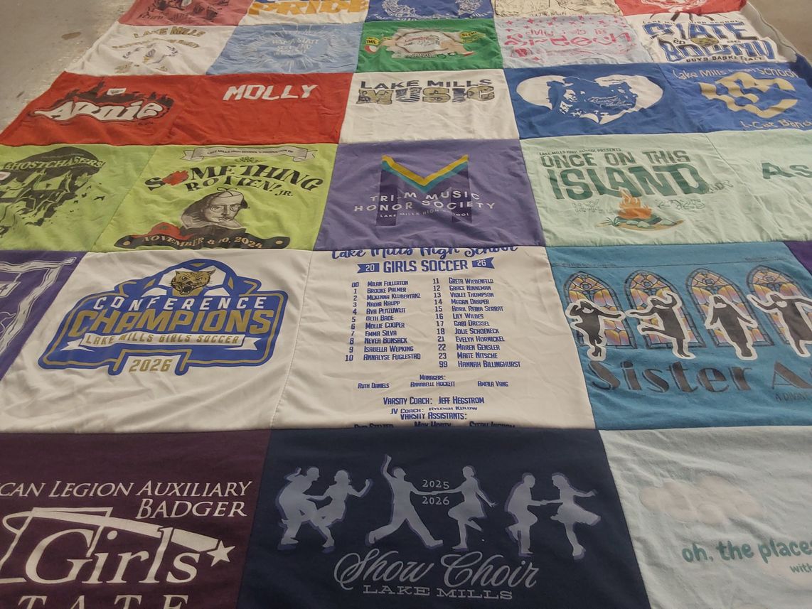 T-shirt quilt featuring lake mills girls soccer by Susan from WI