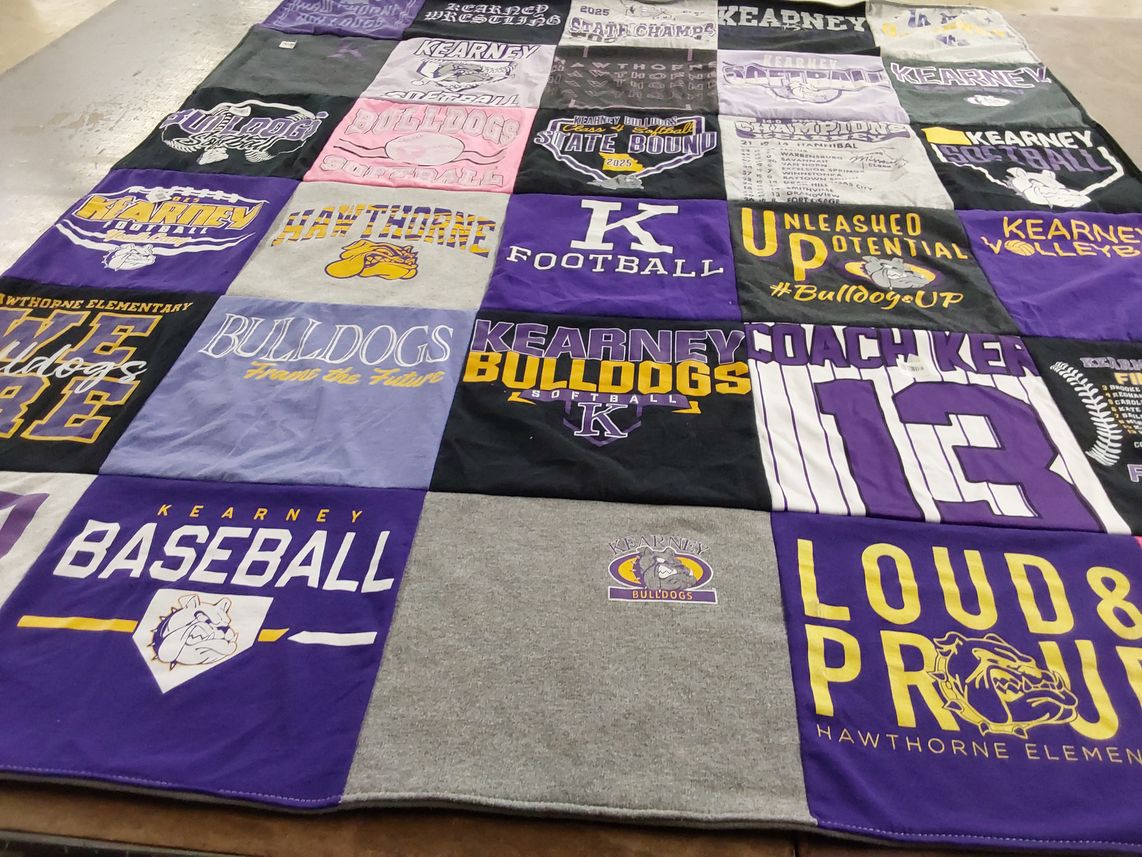 T-shirt quilt featuring kearney bulldogs football, kearney bulldogs baseball by Jessie from MO