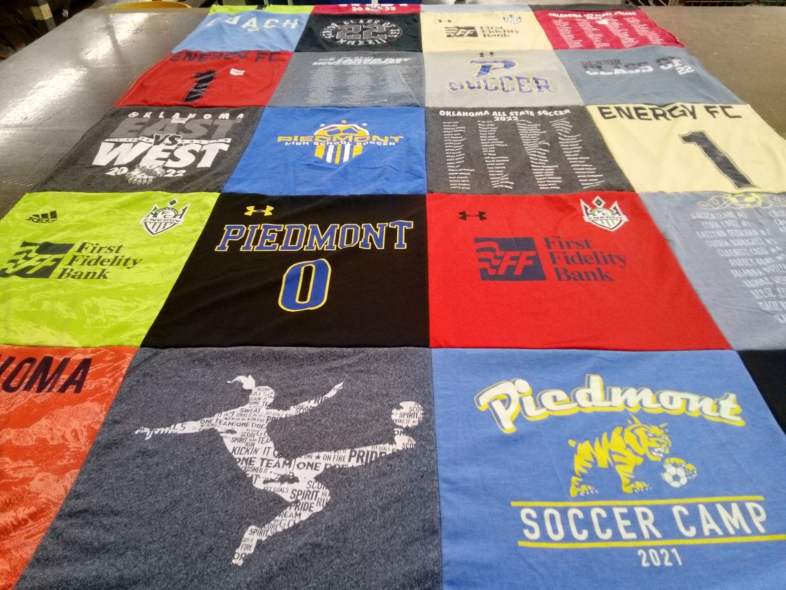 T-shirt quilt from piedmont high school by Regina from OK