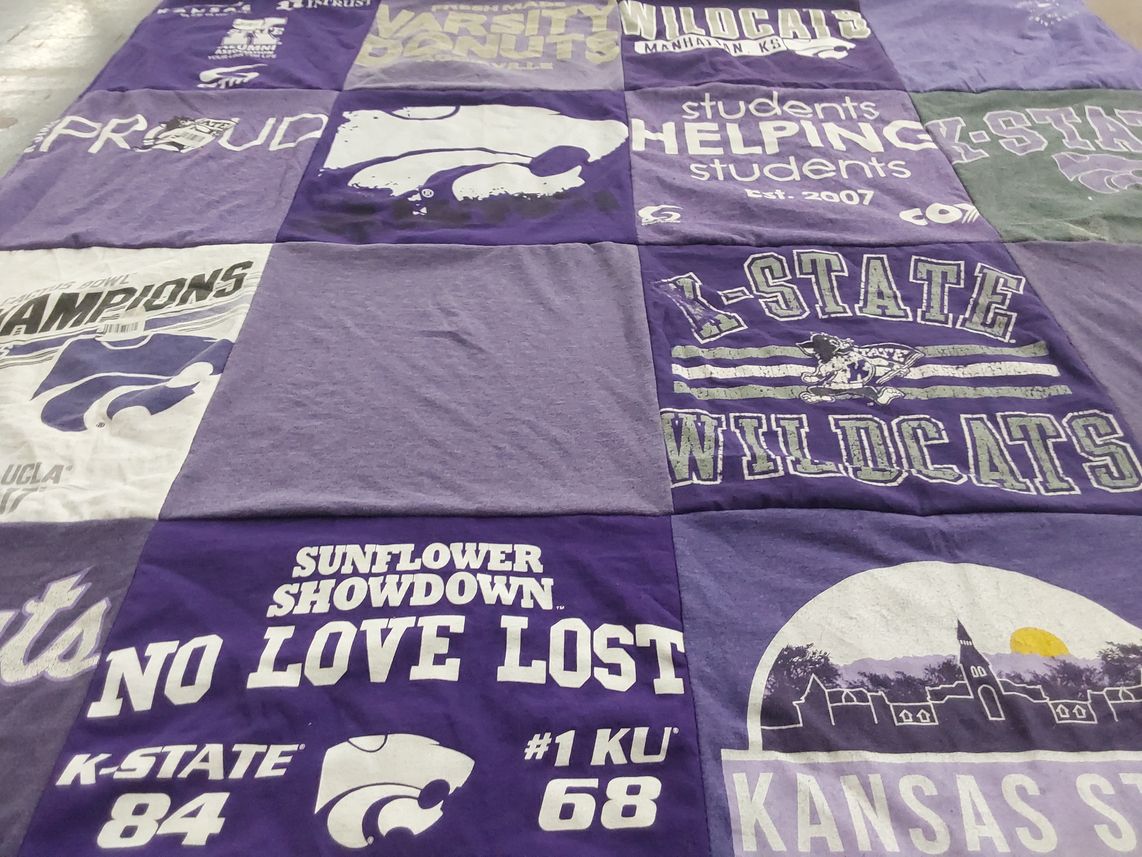 T-shirt quilt featuring kansas state university wildcats by Carrie from ID