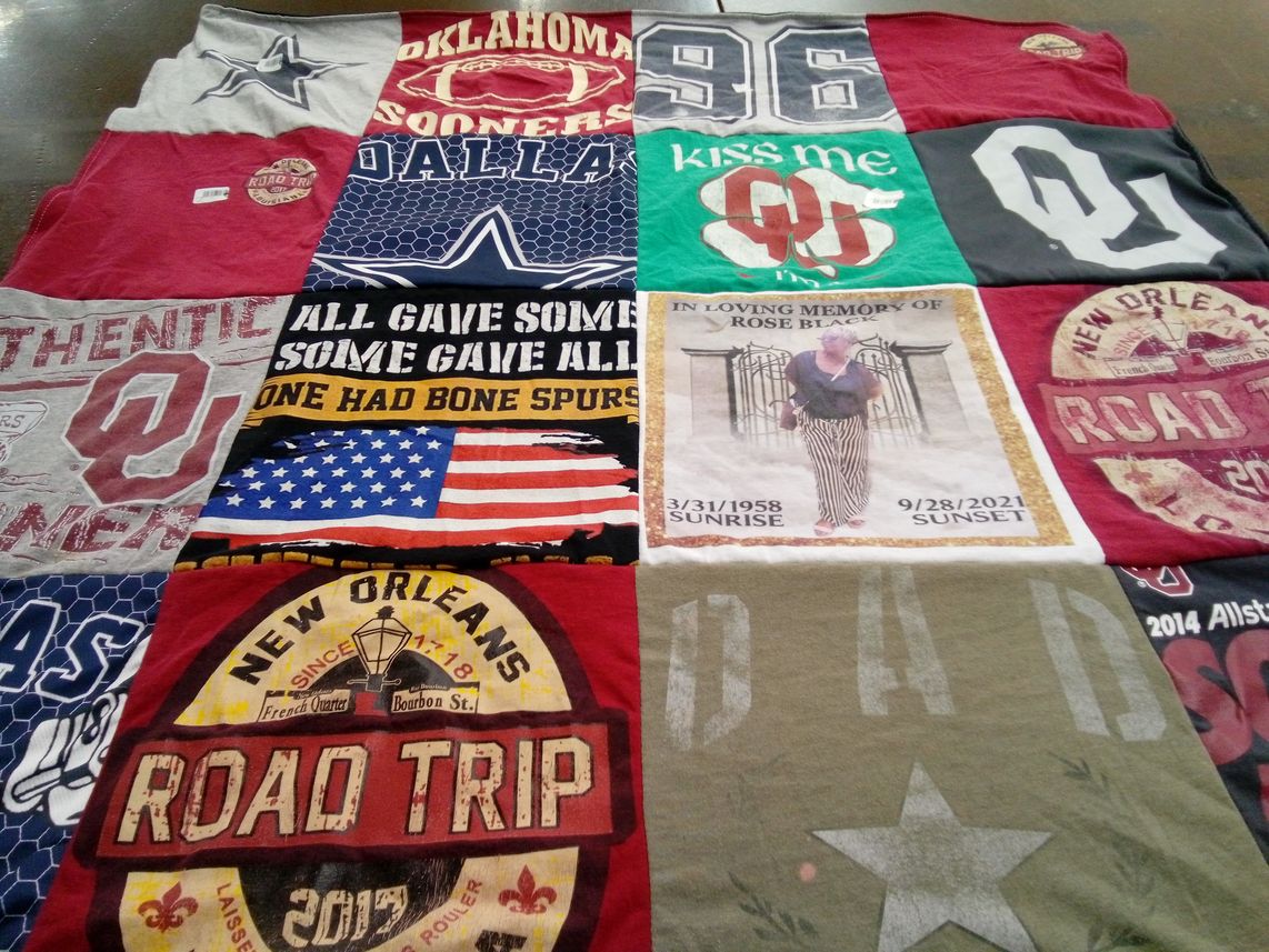 T-shirt quilt from university of oklahoma by Regina from OK