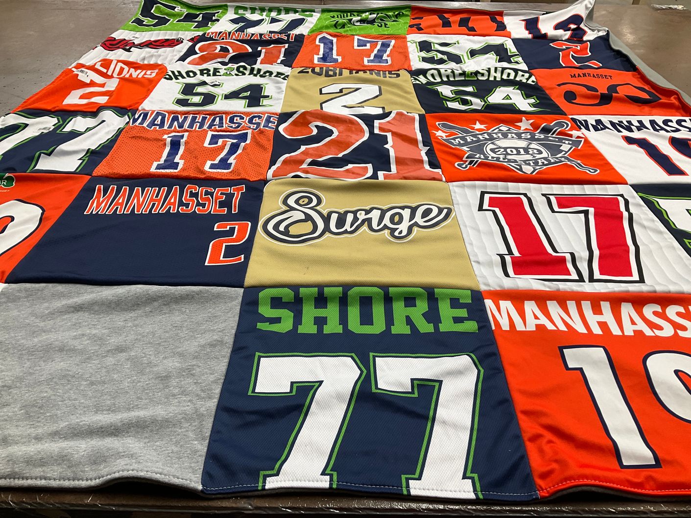 T-shirt quilt featuring manhasset high school, north shore high school by Kate from NY