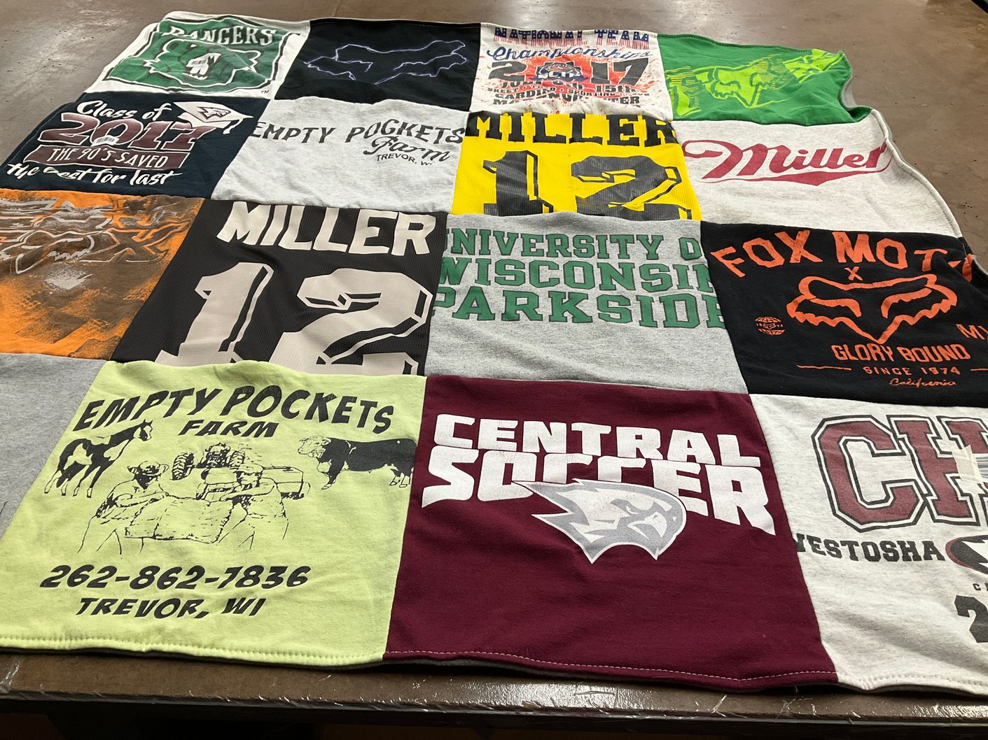 T-shirt quilt featuring central soccer by Kathleen from WI