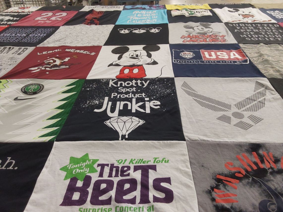 T-shirt quilt with music, sports themes by Osasumwen from MD